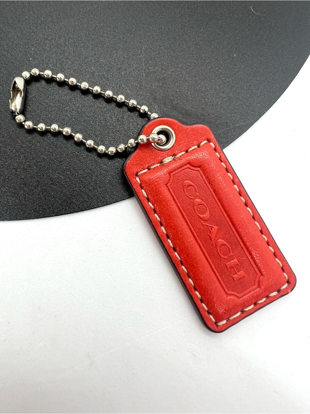 Authentic Coach Red Leather Replacement Hangtag 2” Bag Charm Fob